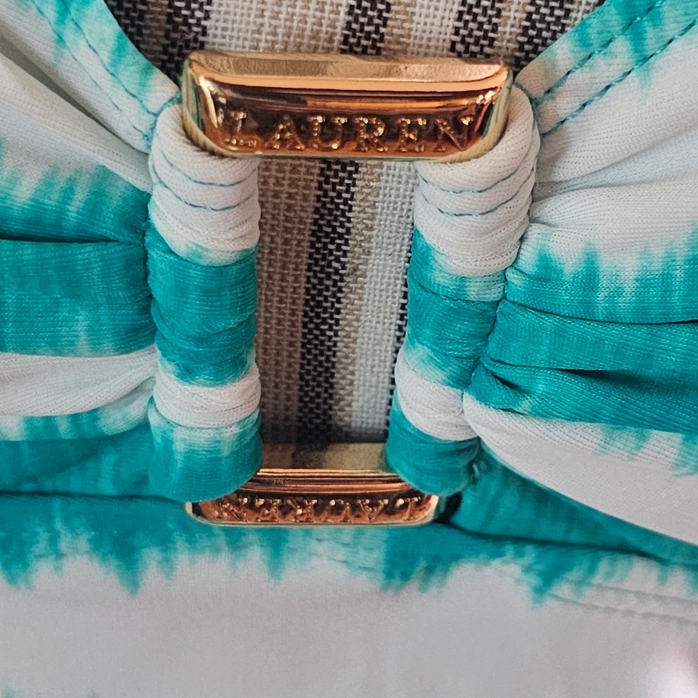 Ralph Lawren women's blue/white haulter back tankini Swimwear size 8 - Picture 4 of 5